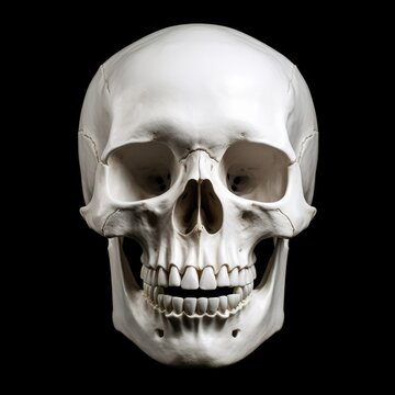 white skull human on black background