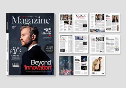 Magazine Template Layout in Modern Theme for Business Corporate Marketing Financial