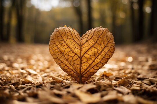 heart shaped leaf in forest
