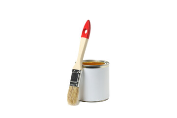 PNG, Jar with paint and brush isolated on white background