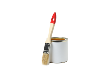 PNG, Jar with paint and brush isolated on white background