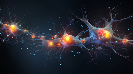 Background of the human nervous system with bright neural connections - obrazy, fototapety, plakaty