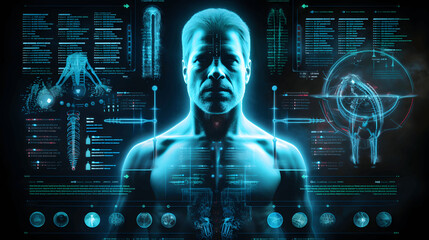 futuristic medical human heath digital display - obrazy, fototapety, plakaty