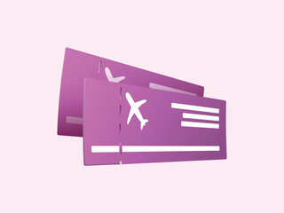 boarding pass vector 3d icon. airplane ticket 3d icon