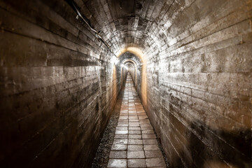 Underground corridor of Stachelberg artillery fortress built before World War II. Zacler, Giant...