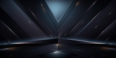 Abstract 3d background, glowing geometric shapes pattern texture on dark black background