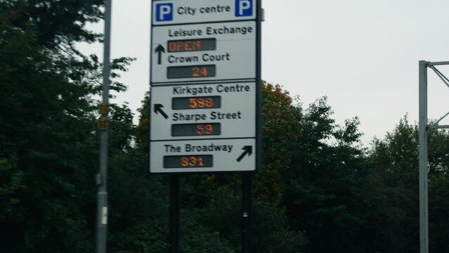Car journey into Bradford City in Yorkshire 