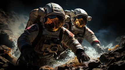 Gathering of astronauts in space