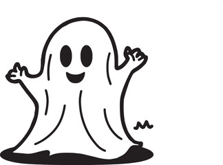 Halloween Skeleton Ghost Skeleton creepy character scary creature with skull and bones isolated on white background silhouette vector  