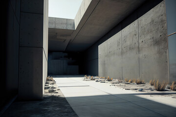 Obraz premium Interior of a defunct administrative structure, concerete buldings within an industrial look