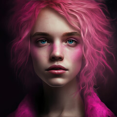 Beautiful pink haired woman portrait