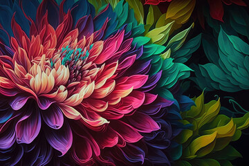 Exotic tropical hibiscus petals in vibrant shades of orange and red, wallpaper background