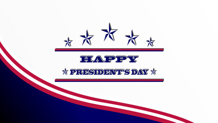 Happy President's Day American Flag White Background Design, Banner, Poster, Greeting Card Illustration.