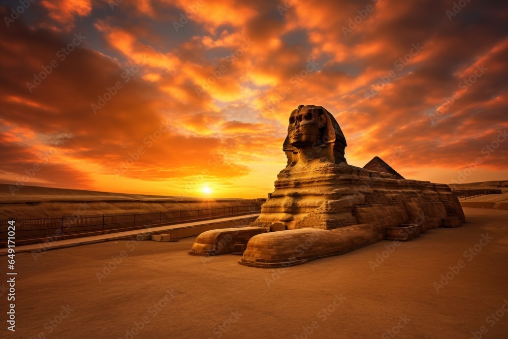 Aufkleber A large sphinx statue sitting in the middle of a desert. Perfect for travel brochures or historical articles.