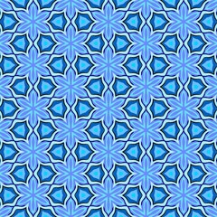 Blue flower seamless pattern, geometric background