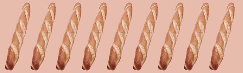 Beige border with baguettes. Repeating print.