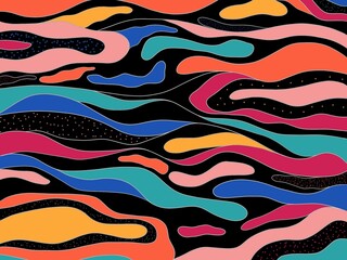 Wavy pattern in black background, vector abstract wallpaper