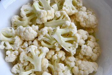 Chopped cauliflower in a bowl