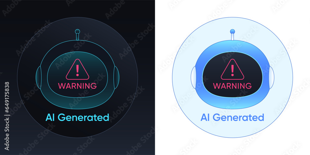 Poster ai generated media content. warning banner and concept illustration for digital content created by a