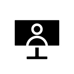 Monitor or Screen Icon. Monitor or Screen vector illustration symbol. Can be used Online Meeting Icon, Work From Home Icon, Online Learning or Learn From Home Icon, etc.