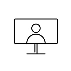 Monitor or Screen Icon. Monitor or Screen vector illustration symbol. Can be used Online Meeting Icon, Work From Home Icon, Online Learning or Learn From Home Icon, etc.