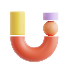 Geometric 3D Illustration of Capital Letter U © Eklip