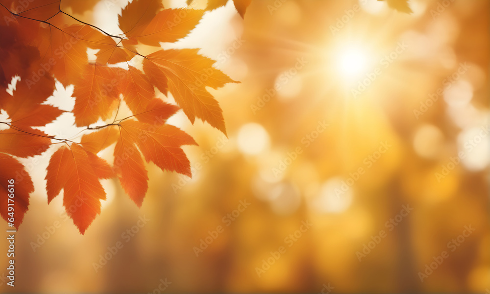 Poster Abstract autumn foliage bokeh backdrop
