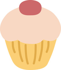 シンプルにデフォルメしたカップケーキのカラーイラスト