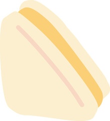 シンプルにデフォルメしたたまごサンドのカラーイラスト