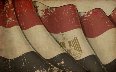 Old Paper Print - Waving Flag of Egypt