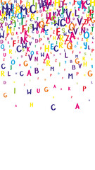 Flying latin letters. Colorful childish scattered