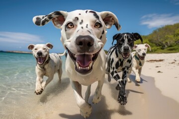 dalmatians playing on the beach