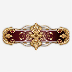 Maroon gold luxury decorative Filigree Elaborate on white Background, AI Generated