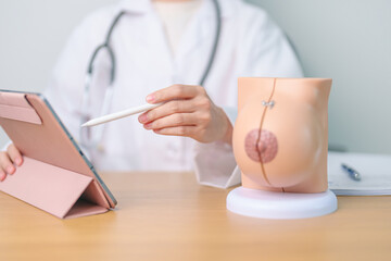 Doctor with Breast Anatomy model. Breast Augmentation Surgery, October Breast Cancer Awareness...