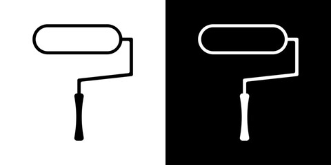Paint roller icon symbol. Paintbrush roller black color. Paint brush sign.