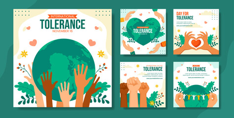 Day for Tolerance Social Media Post Flat Cartoon Hand Drawn Templates Background Illustration