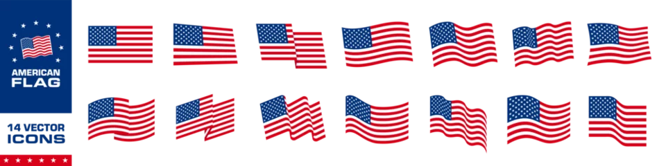Fotobehang American flag icon set. Flat style. © 123levit