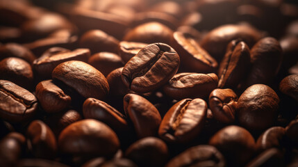 Fototapeta premium Close-up of roasted coffee beans inside an espresso machine