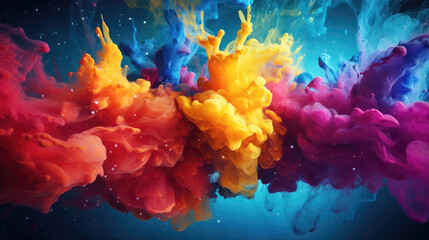 Fototapeta na wymiar Watercolor splash: Vibrant colours in motion on an artistic background