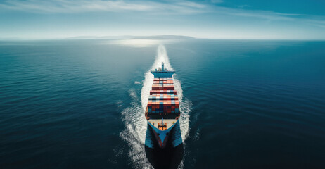 International maritime transport: Cargo ship moving goods across the blue ocean