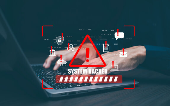 Cyber security and Security password login online,   Alert Email inbox and spam virus with warning caution for notification on internet letter security protect, junk and trash mail and compromised