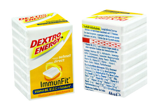 Traubenzucker Dextro Energy Immunfit mit Vitaminen und Fols&auml;ure Hintergrund transparent PNG cut out