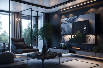 smart living room interior. Generative AI