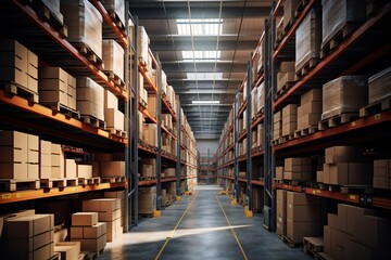 Fototapeta premium warehouse store storage industry storehouse shelf building logistics stock 