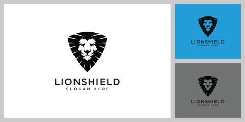 lion head shield logo vector design