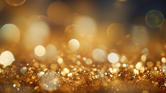 Festive Golden Glitter Bokeh Background