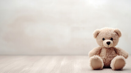 A teddy bear on a pastel background - Powered by Adobe