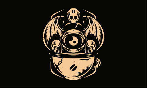 Spooky Monsters Coffee Vector Art