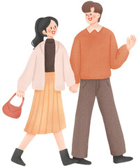 Couple holding hands hand drawn illustration