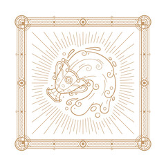 Aquarius zodiac sign and astrology symbol, element. Modern outline vector illustration. White background